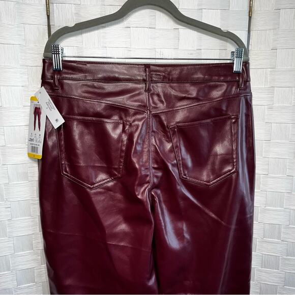 Joie Women’s Vegan Leather Straight Leg Pants Size 8 Maroon Red 90s Y2K - Picture 10 of 13